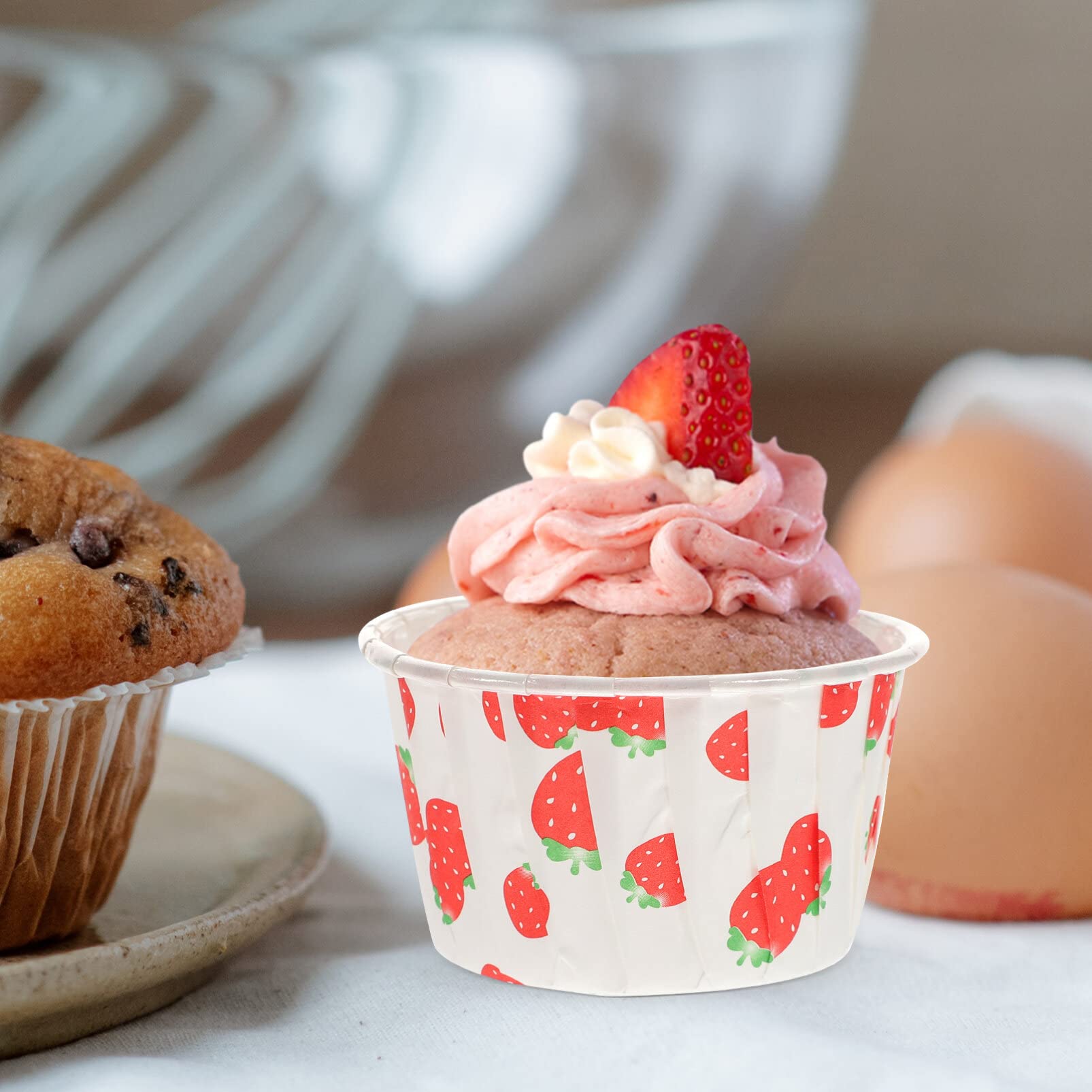 Operitacx Cupcake Cases for Baking 150 Pcs Muffin Case for Baking Muffin &, 100Pcs Strawberry Paper Disposable Cake Cups - Image 3