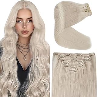 Ve Sunny Blonde Clip in Hair Extensions Real Hair Extensions Clip in Human Hair Clip in Extensions Real Human Hair Natural Look Human Hair Extensions Clip ins 18inch 7pcs 120g