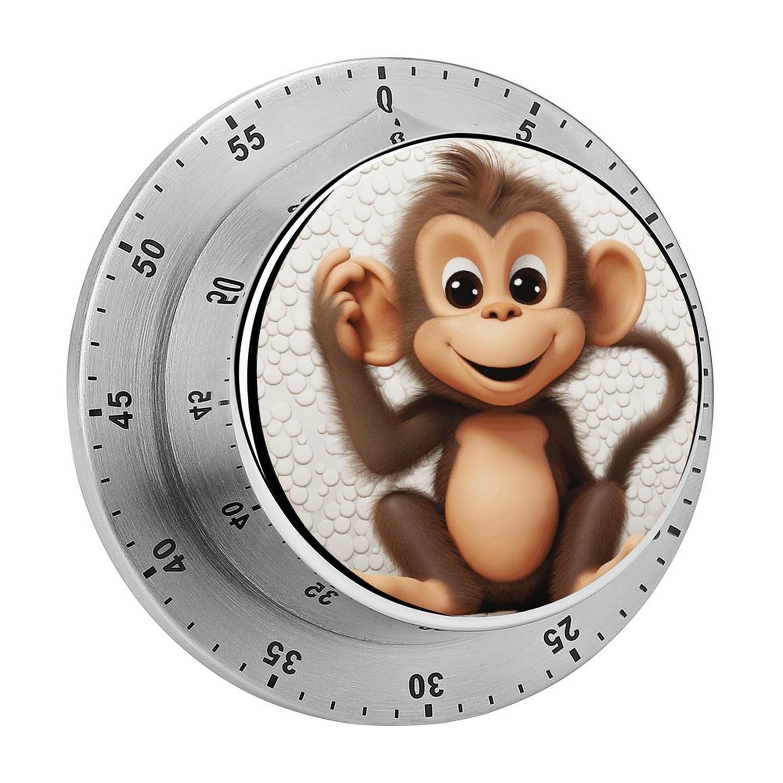 Cute Monkey Kitchen Timer Chef Cooking Timers Clock with Loud Alarm Exquisite Stainless Steel Mechanical