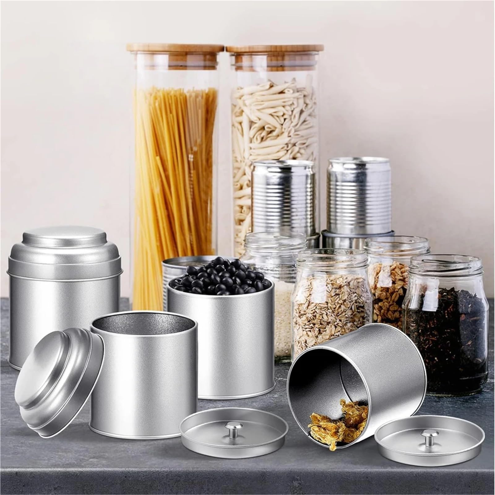 12 latas de té con tapas dobles herméticas, redondas, pequeñas, for cocina, for guardar hojas sueltas para Té, Café, Azúcar(12pcs Rose Gold)