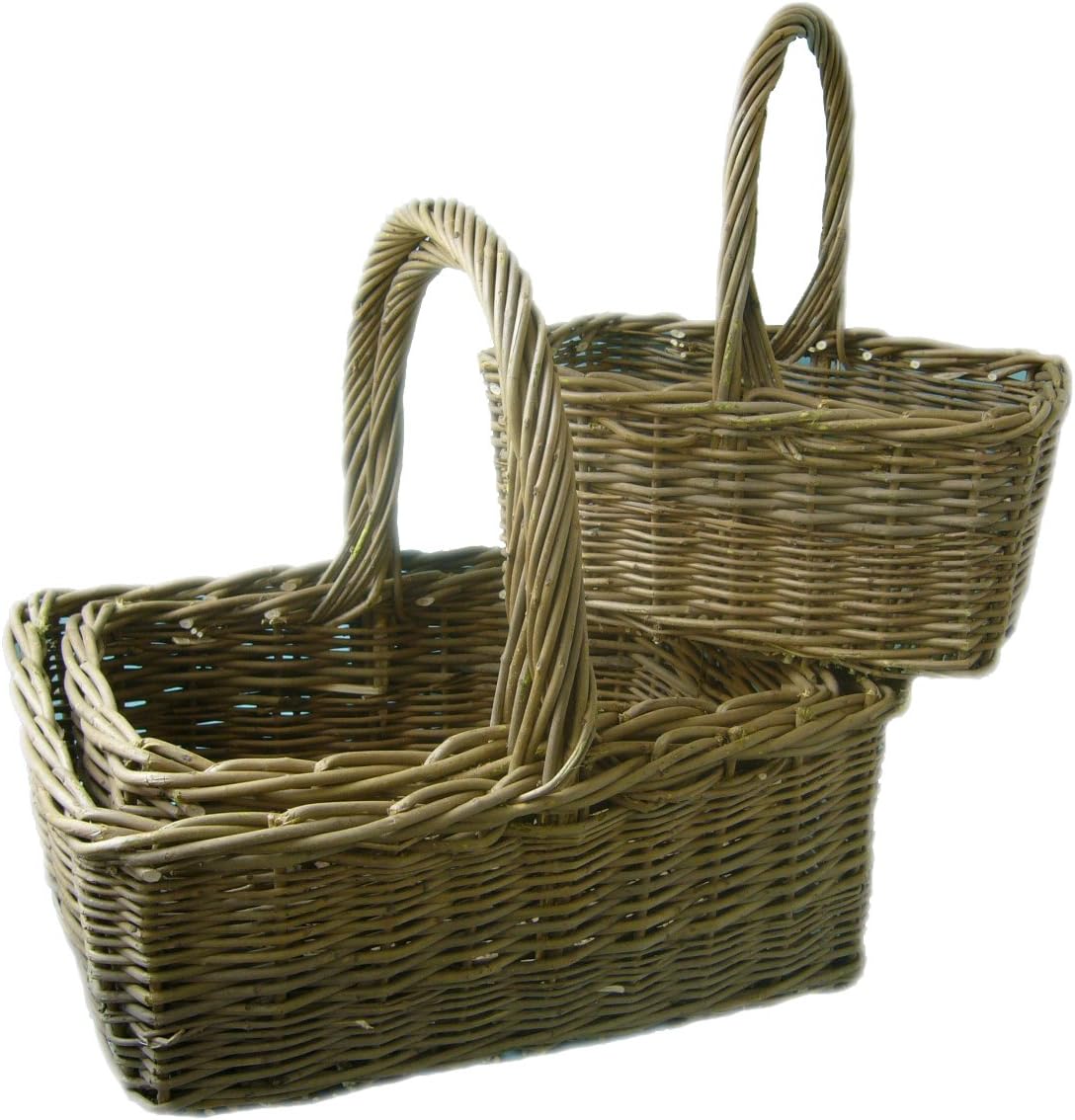 Strong Green Ash Wicker Log Carrier Basket Medium Home