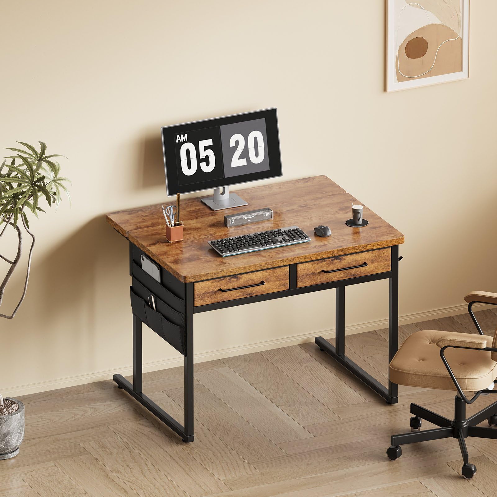 Amazon | Maihail パソコンデスク幅80cm コンパクト引き出し付き机 pc