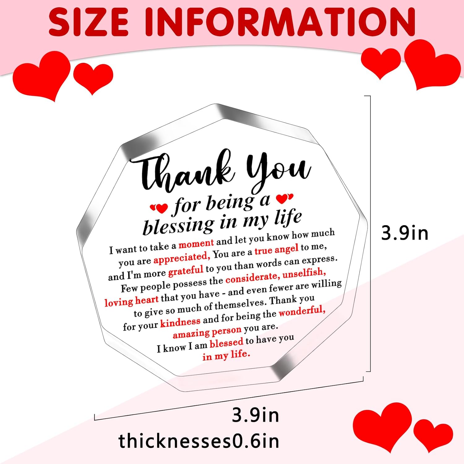 Thank You Gifts for Women Men Appreciation Gifts for Friends Coworkers Mentor Gifts for Women Acrylic Plaque Home Office Decor Family Friend Gift Christmas Thanksgiving Day Birthday - Image 2