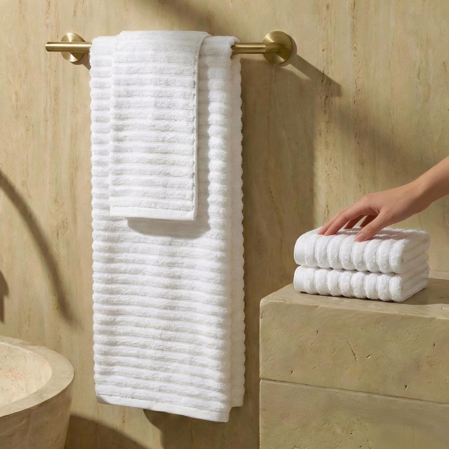 Meadow Juego de 4 Toallas Premium: 1 Toalla de Baño 160x100cm + 1 Toalla de Manos 50x90cm + 2 Toallas de Cara 30x50cm | 100% Algodón Turco 600GSM Super Absorbentes | Toallas Baño de Lujo