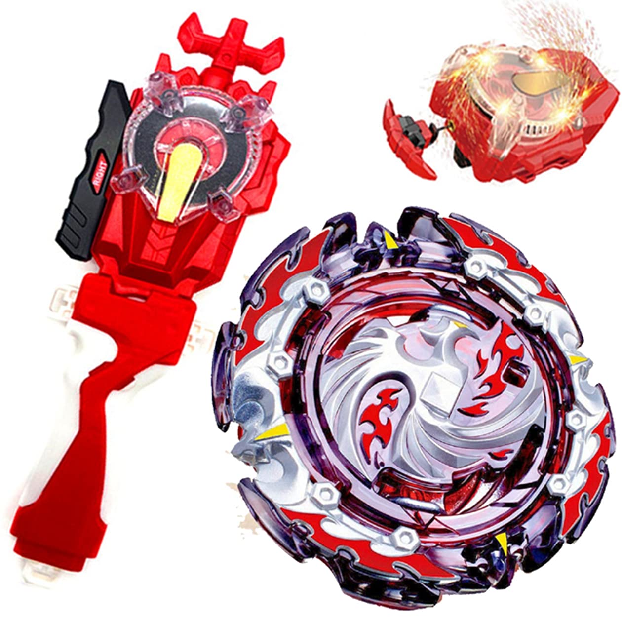Sparking Launcher Lr String Launcher Grip Starter Set Master God Bey Battle B-131 Booster Dead Phoenix.0.at Bey Burst Evolution Turbo Blade Battling Top Gaming Spinning Toy Gift for Boys Kids