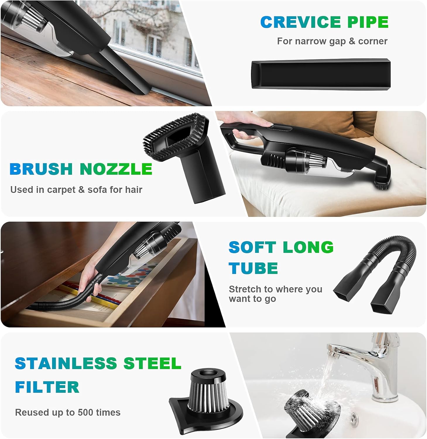 Handheld Vacuum Cordless, Mini Portable Vacuum with 150W High Power and 8000Pa for Car/Home -