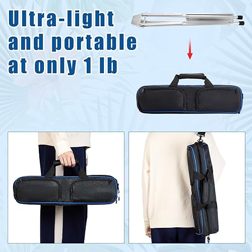 Miniatura 5 de Xinnun 12 piezas de caballete de mesa de aluminio de 15 a 21 pulgadas de alto, trípode portátil ajustable con alas de brazo de extensión y pies de