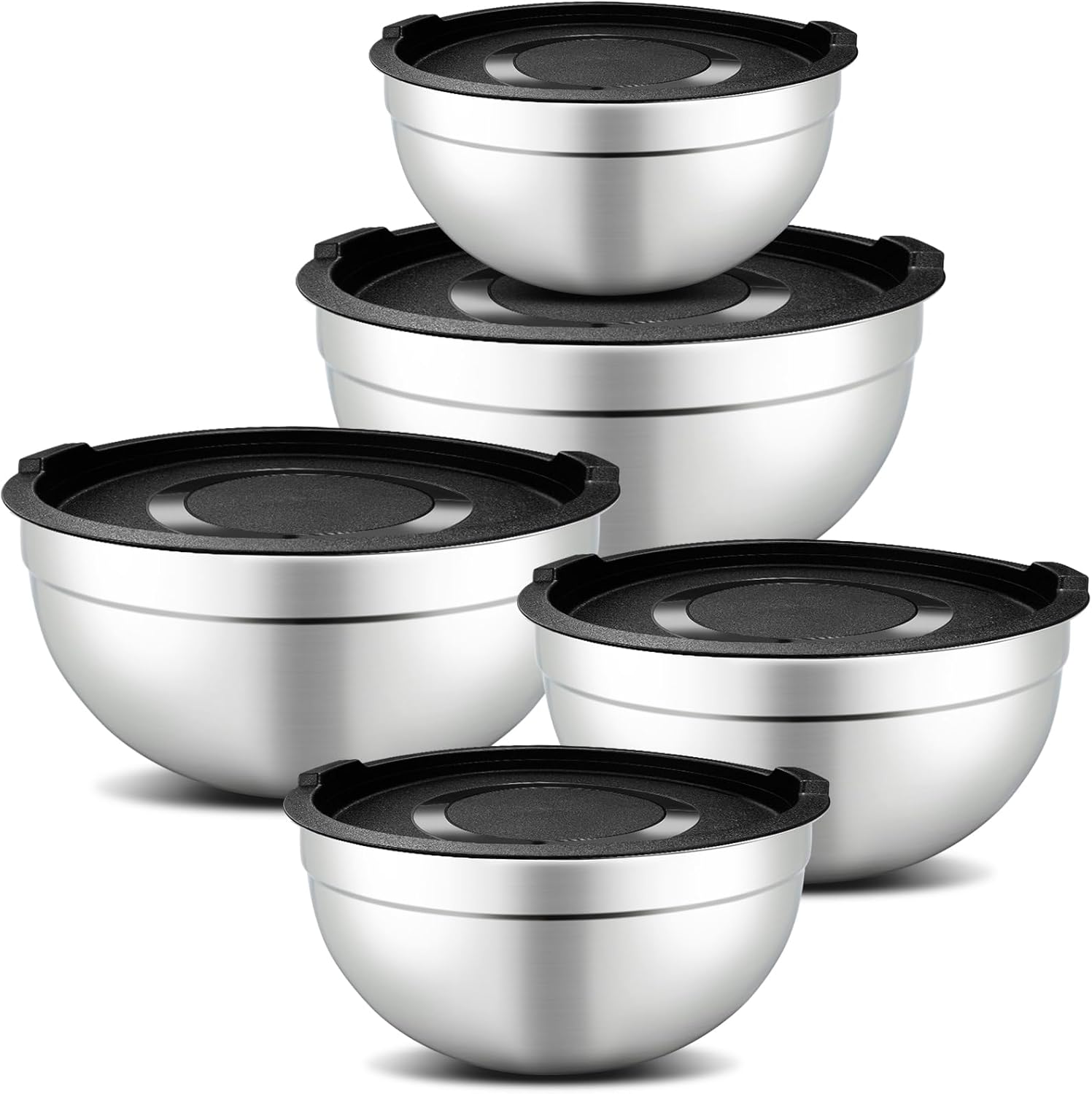 Hunnycook 7 Piece Mixing Bowls with Lids Set - Mixing Bowls Stainless Steel Bowls for Kitchen Baking, Size 0.7, 1.1, 1.5, 2.1, 3.5, 4, 4.5QT, Baking Bowl for Food Preparation, Mixing and Serving Foods