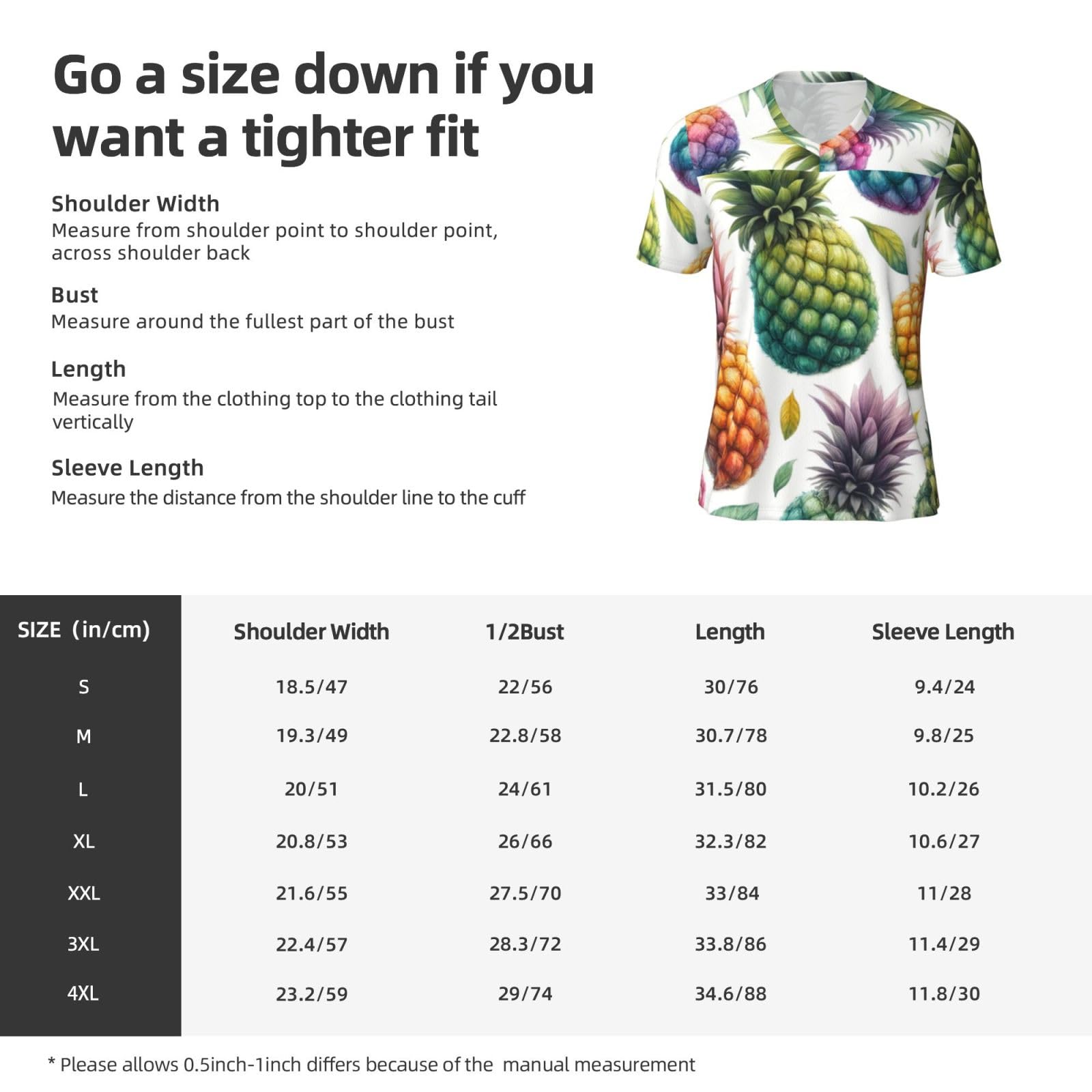 Stylish Athletic Sports Jersey Colorful-Pineapple-Summery Men's Rugby Jersey 4X-Large