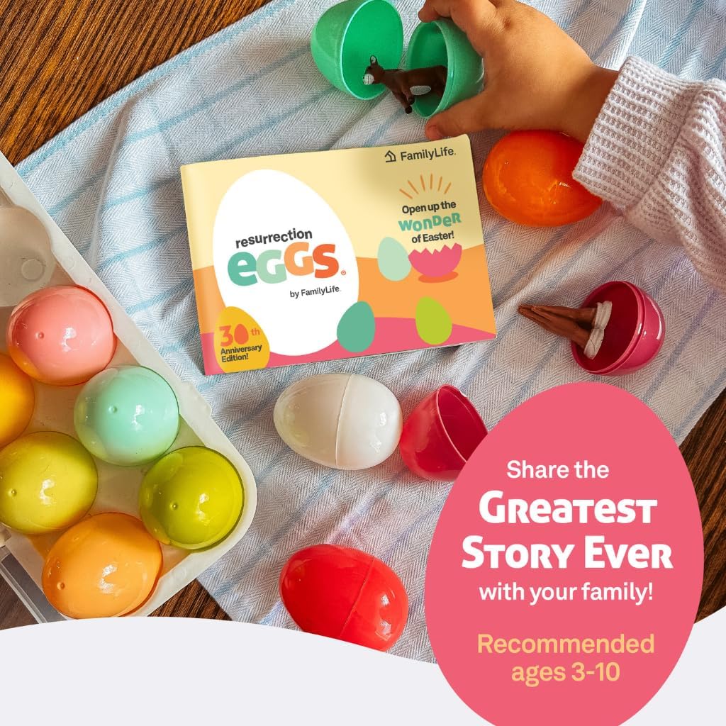 FAMILYLIFE Resurrection Eggs 30th Anniversary Edition – 12-Piece Set with Booklet & Religious Figurines that Tell the Story of Easter – Interactive Resurrection Eggs Easter Story for Hunting