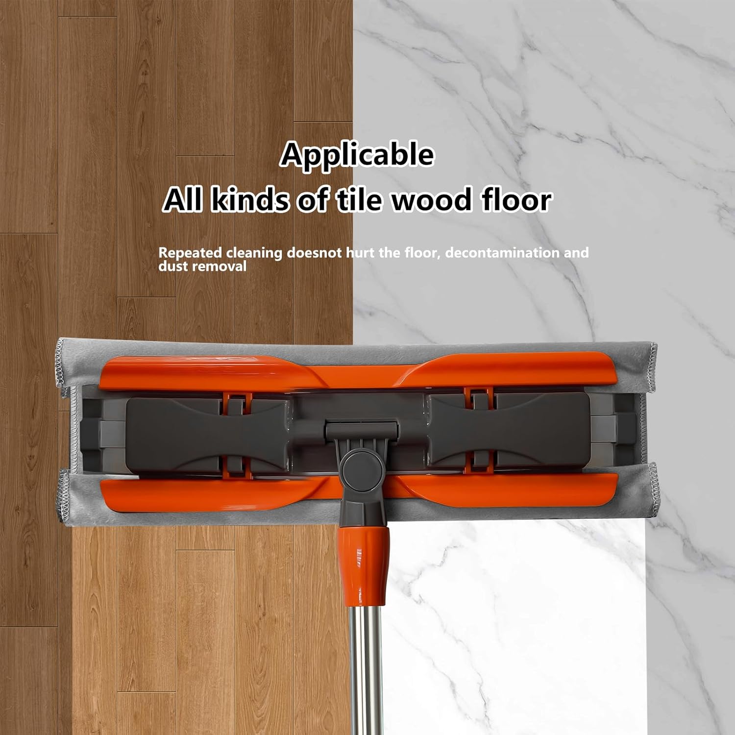 57-inch Microfiber Flat Mop with Stainless Steel Telescopic Handle and 4 Washable Mop Pads for Wet and Dry Cleaning of Hardwood, Tile, Laminate, and Vinyl Floors Scratch-Resistant Professional Mops