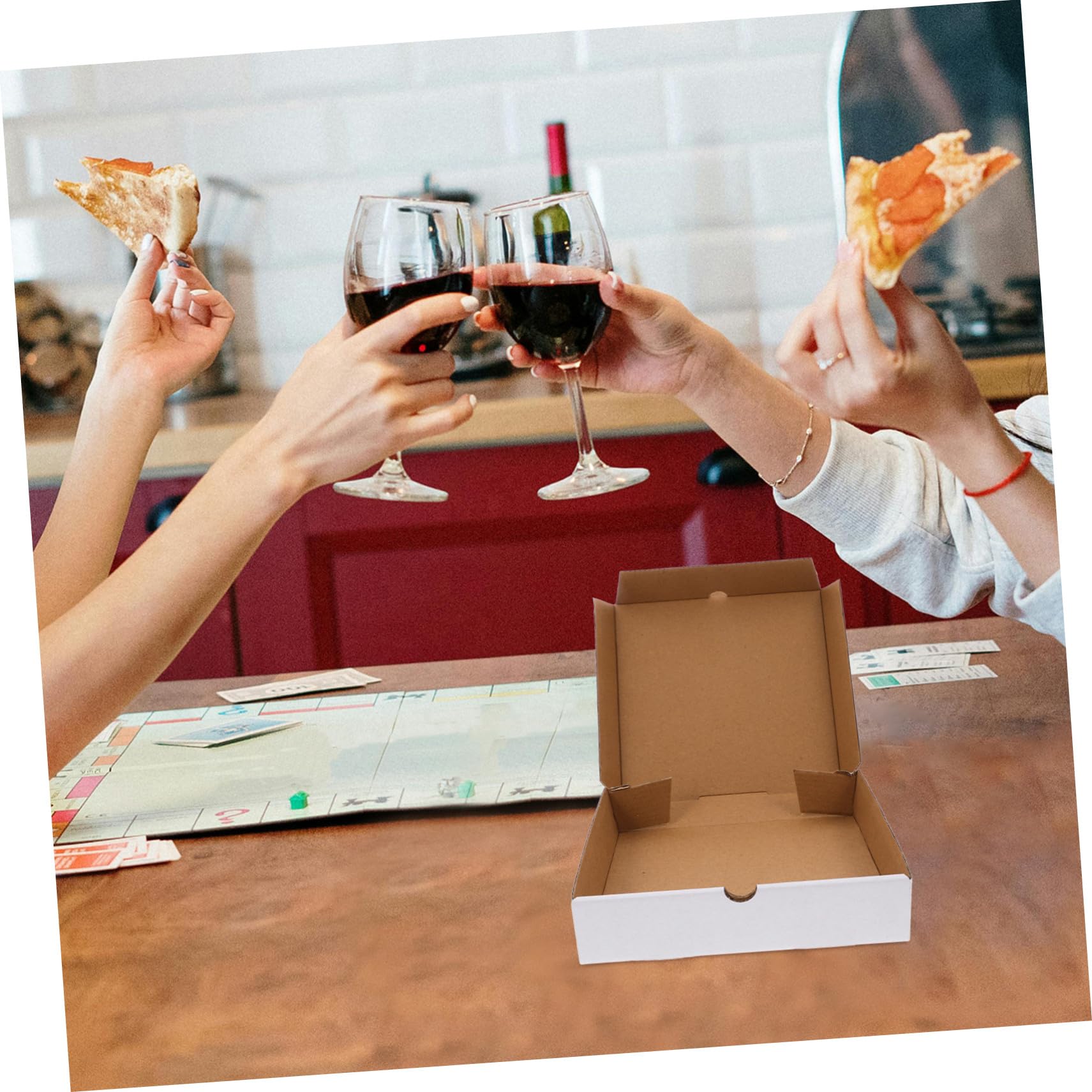 30 Szt. Sztuk Białych Falistych Kartonowych Pudełek Pizzę Cali Wielokrotnego Użytku Odporne Zgniatanie Wykonane z Białego Papieru Kraft Utrzymujące Świeżość Pizzy Ciast i Ciastek