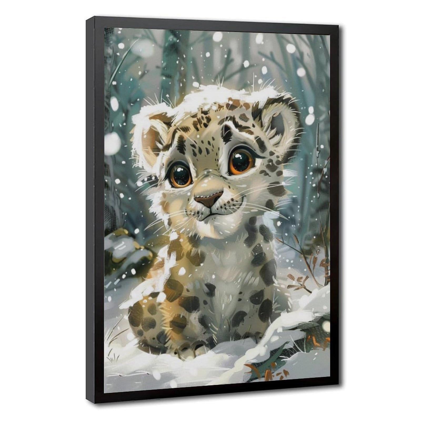 LXWNZE Charming Snow Leopard Artwork, Kids Bedroom Canvas Poster Bedroom Decor Landscape Office Room Decor Gift 12" L X 18" W