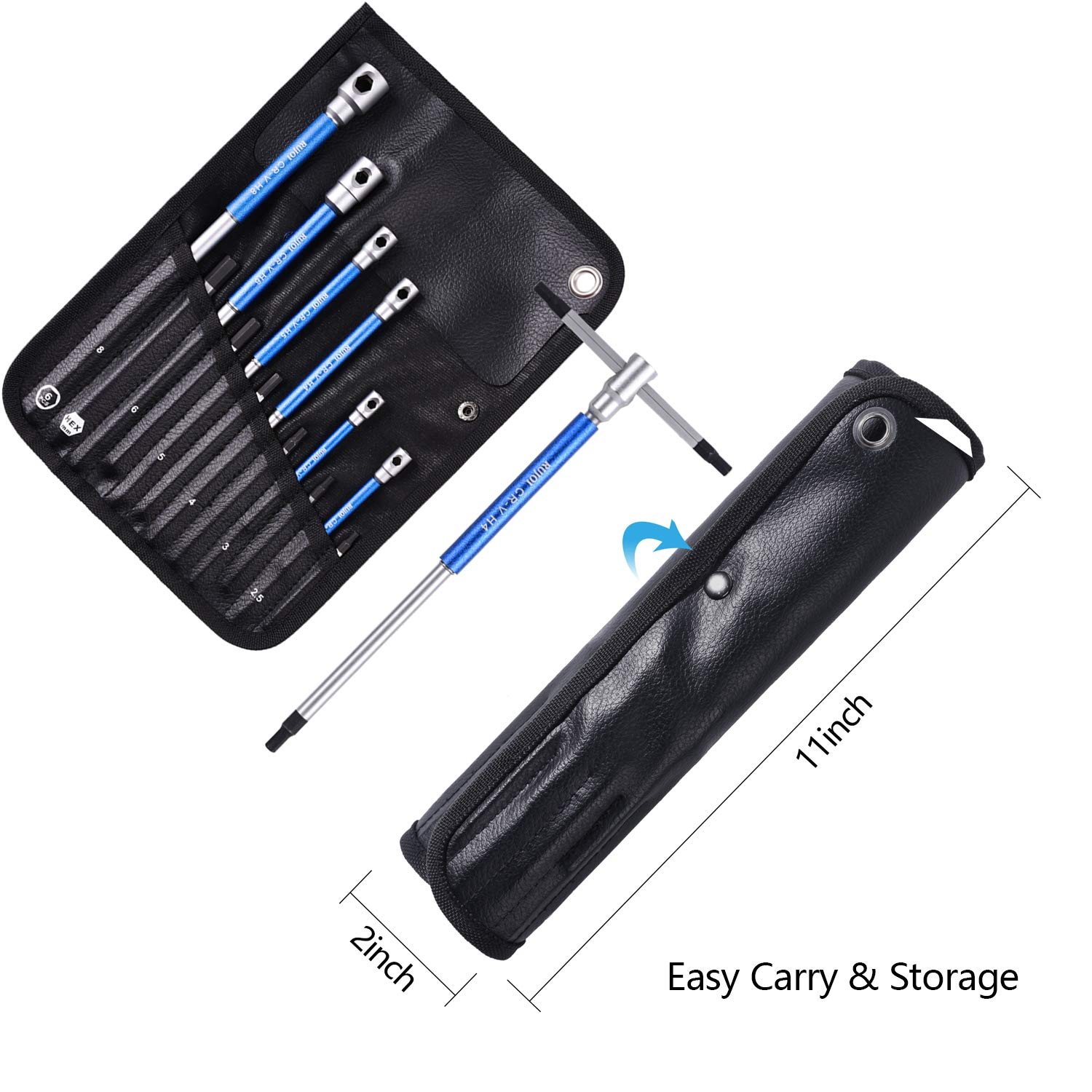 RUJOI T Handle Hex Socket Set 6 Piece T Handle Hex Key with Quick Twist Sleeves for Fast Turning RUJOI T Handle Hex Socket Set 6 Piece T Handle Hex Key with Quick Twist Sleeves for Fast Turning