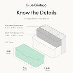 Blue Ginkgo Compact Desk Organizer – Small 5-Compartment, Half Drawer Storage – Pen Holder, Stationery Organizer for Desktop, Vanity, Shelf (Made in Korea, White)