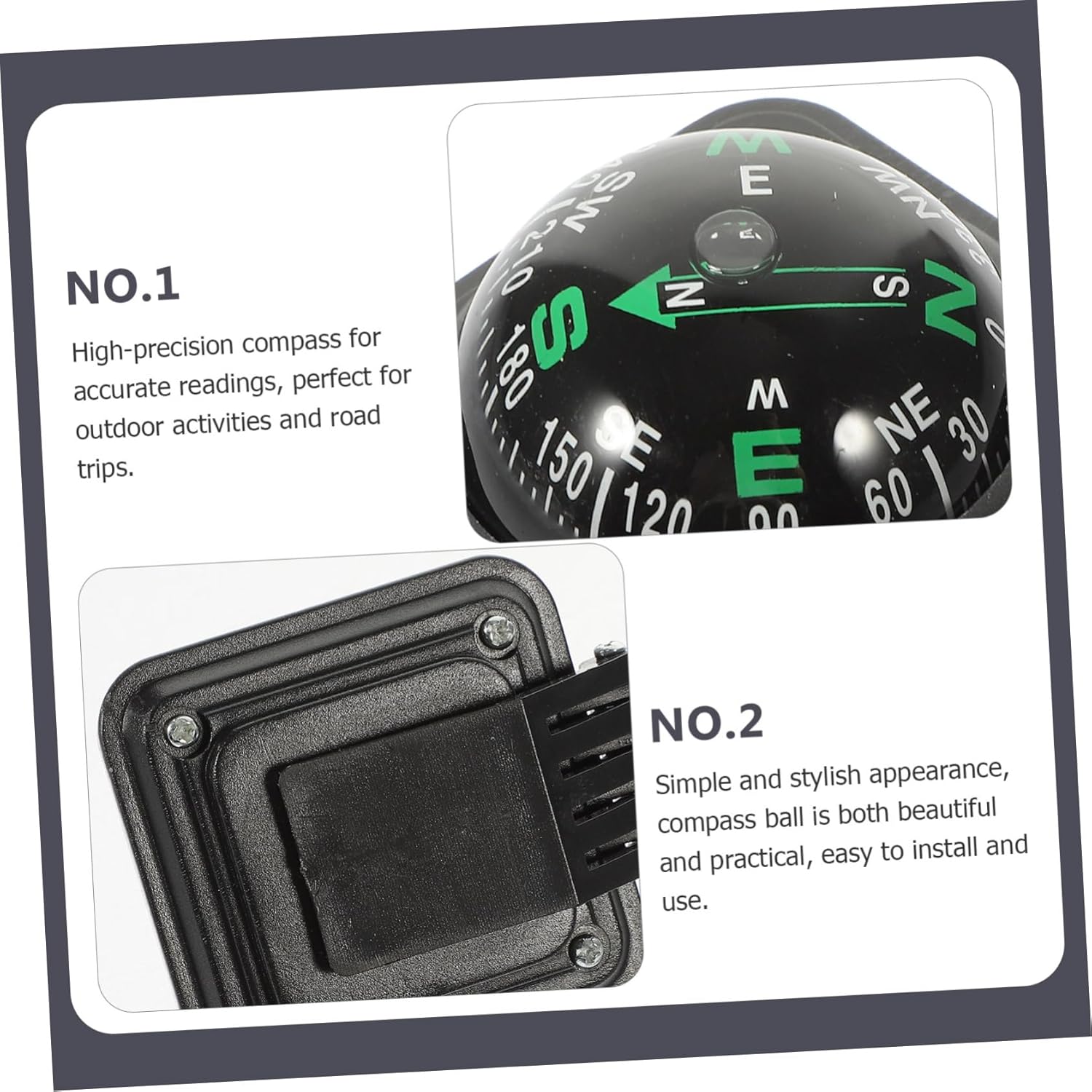 NOLITOY Car Dashboard Compass Ball Navigation Tool for Automotive and Use Durable and Materials Easy