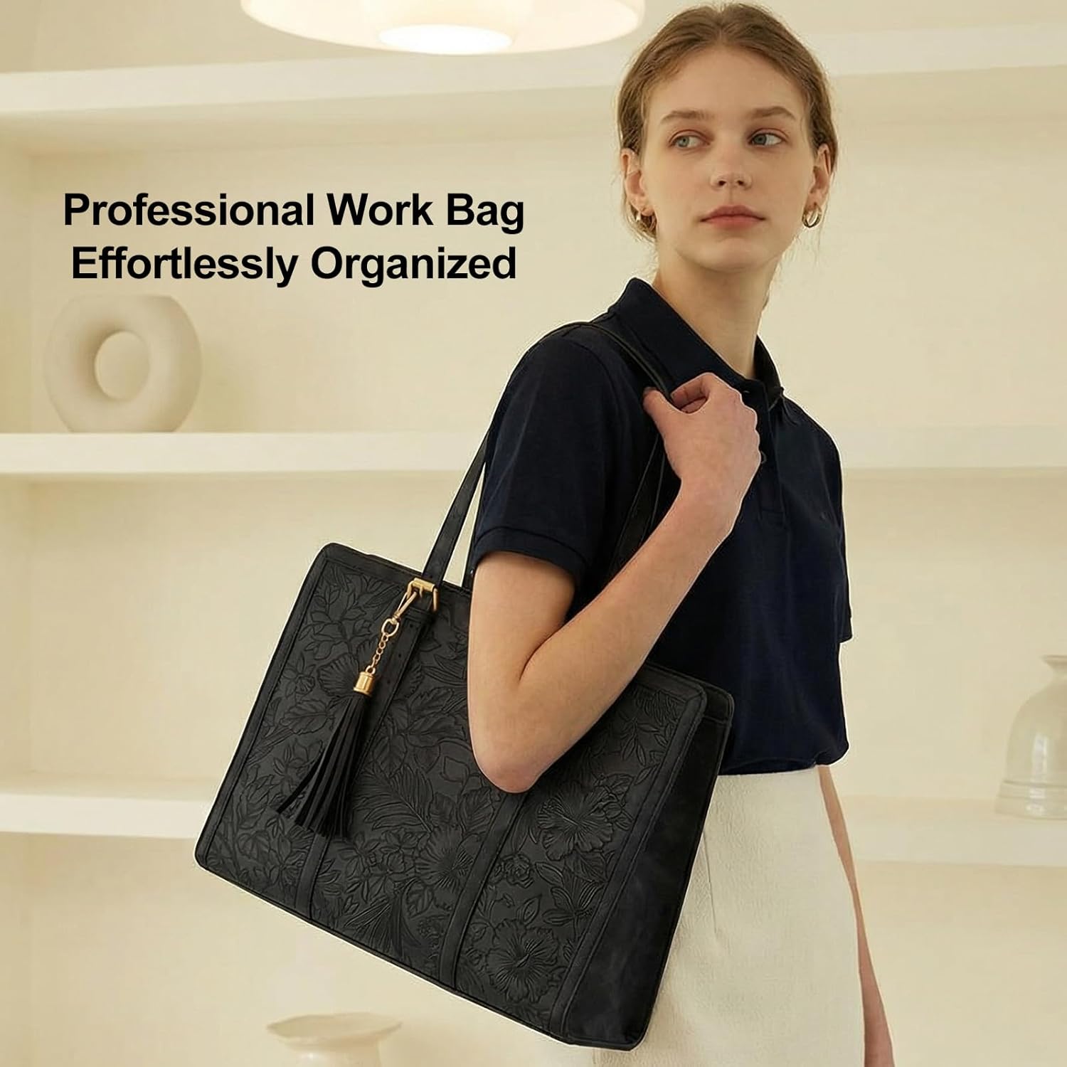 LOVEVOOK Laptop Bag for Women Vintage Leather Laptop Tote 15.6 inch Large Capacity Computer bag with Clutch Purse for Work - Image 7