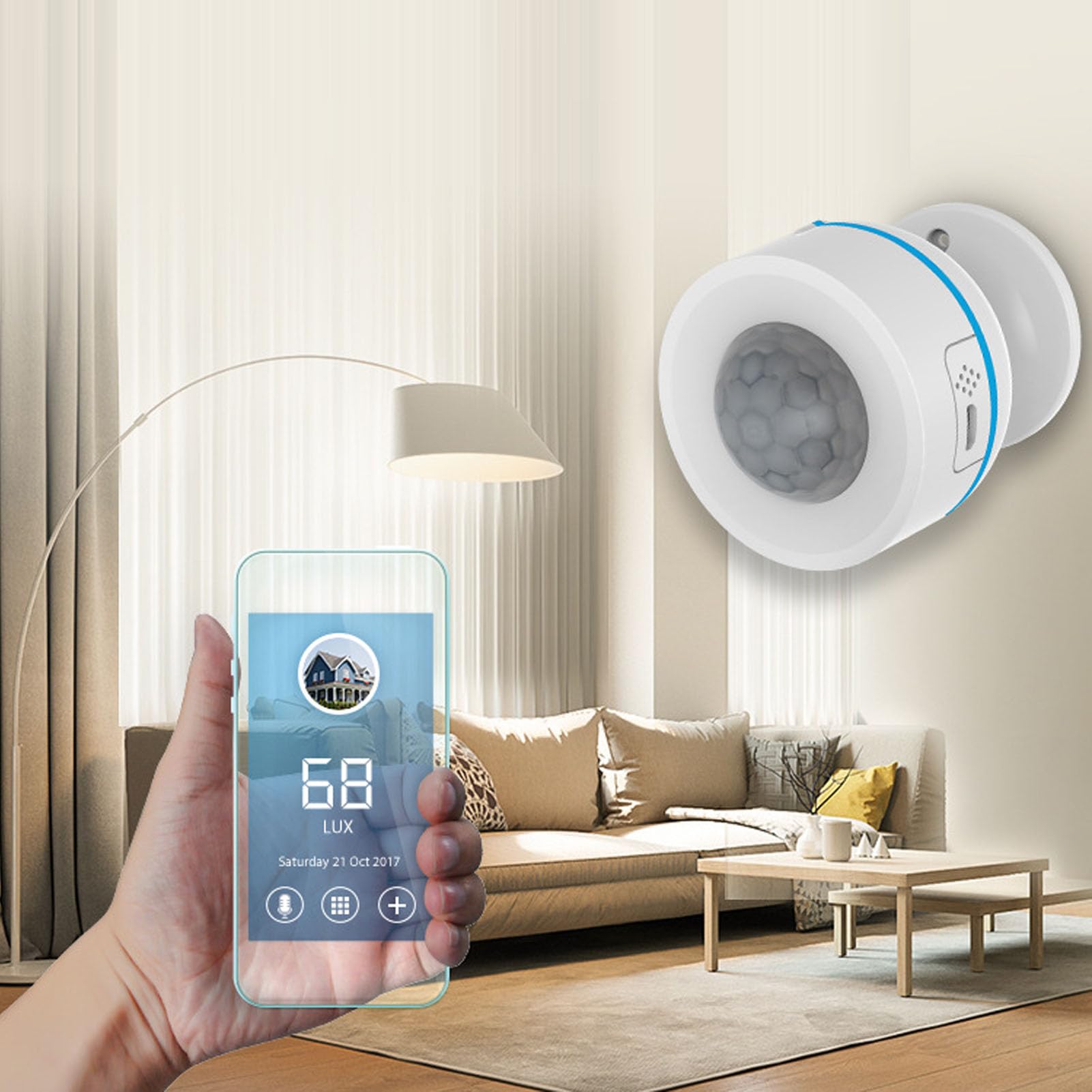 Sensore di Movimento PIR, Rilevatore di Movimento PIR, Sensore a Infrarossi Intelligente Ricaricabile per il Corpo Umano, di Controllo Domestico Intelligente, di Allarme di (EU