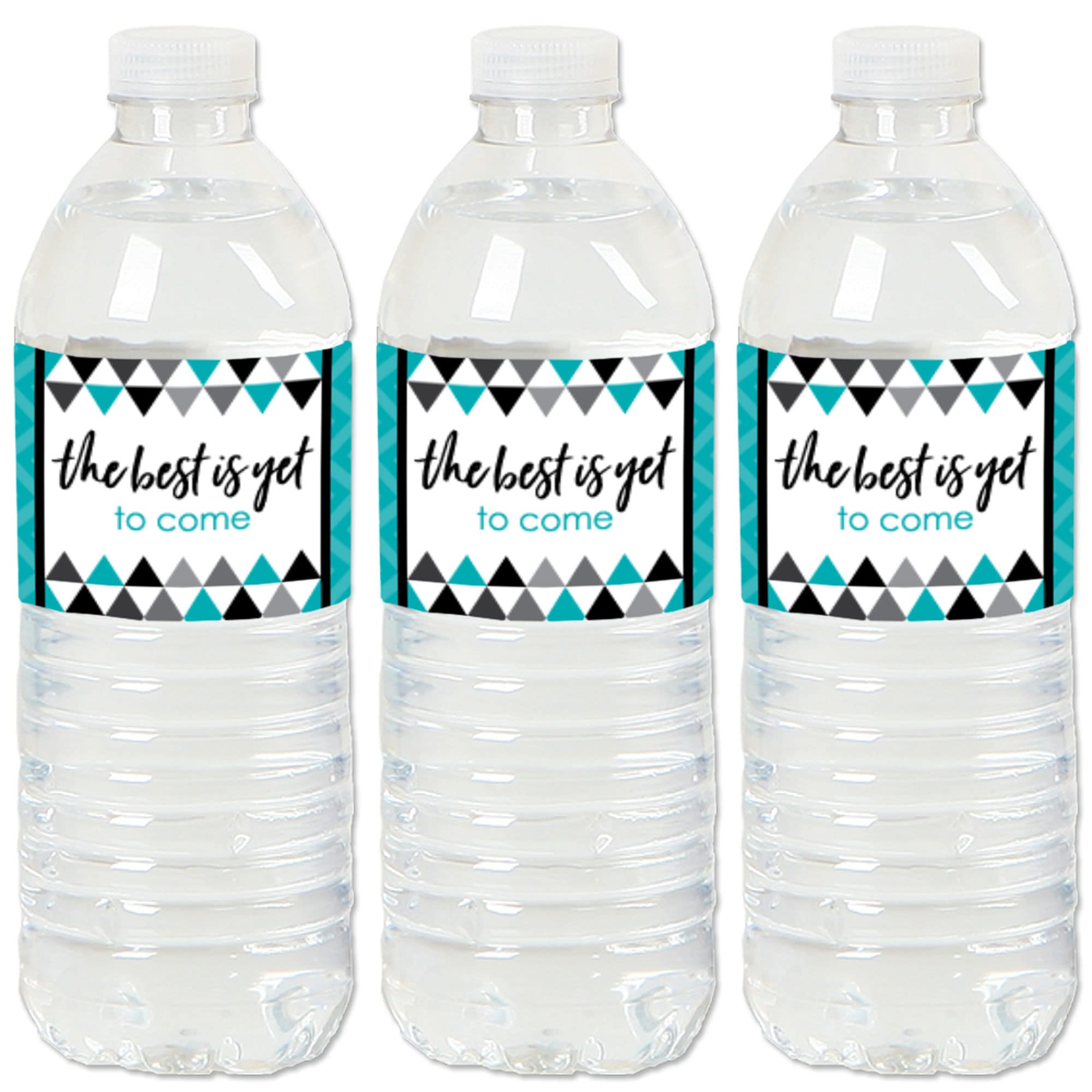 Big Dot of Happiness Teal Graduation Party Water Bottle Sticker Labels - Set of 20