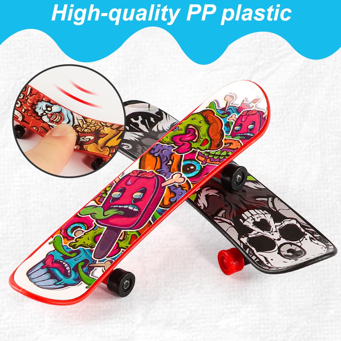 JEYORZY 16 Pezzi Mini Skateboard da Dito per Bambini, Skateboard Finger, Mini Skate Board Professionale per Dita, per Giocare o Come Decorazione (Modelli Casuali)