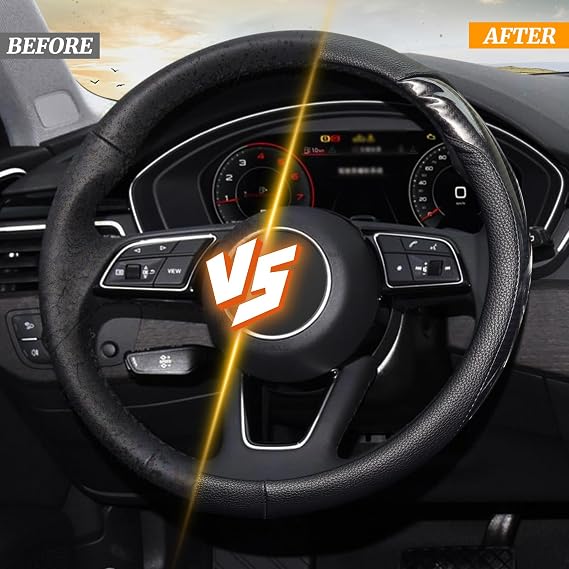 KAFEEK Carbon Fiber Steering Wheel Cover for Men, Car Accessories, Black