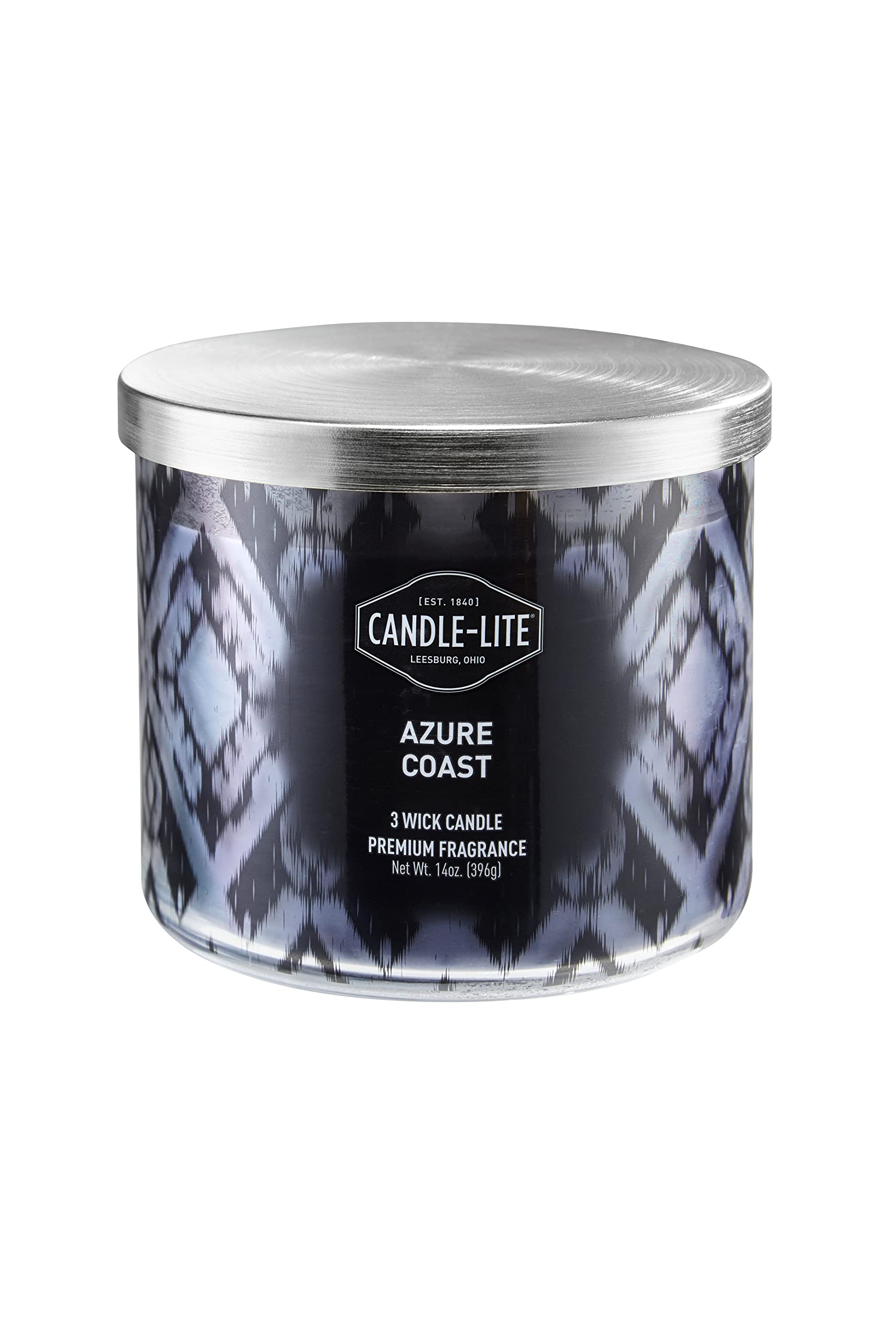 Candle-Lite Premium Azure Coast Scent, 14 Oz. 3-Wick Aromatherapy Candle With Up To 45 Hours Of Burn Time, Blue