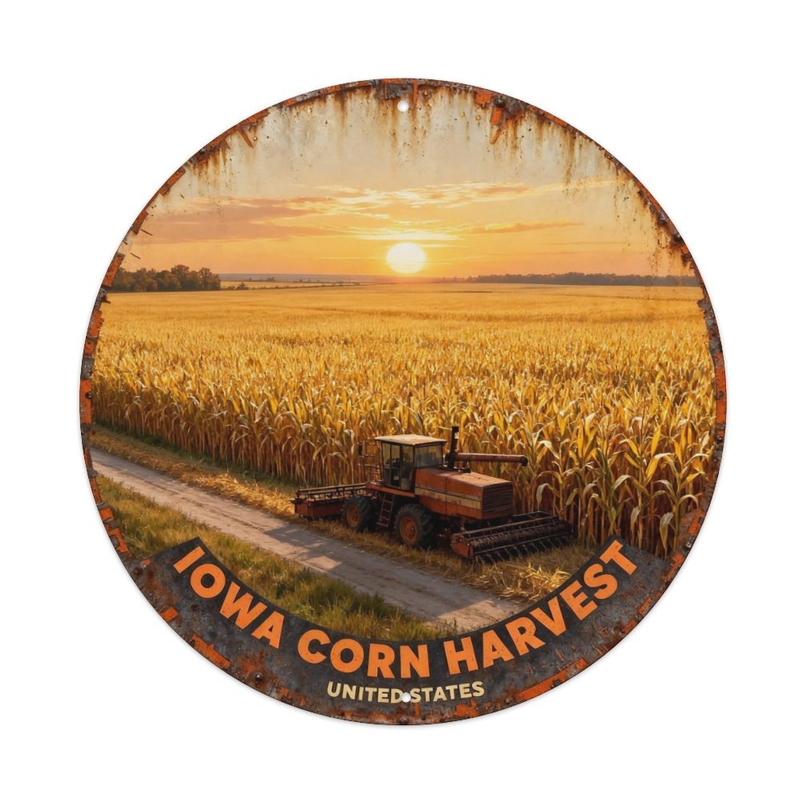 IOWA CORN HARVEST Metal Tin Sign Plaque
