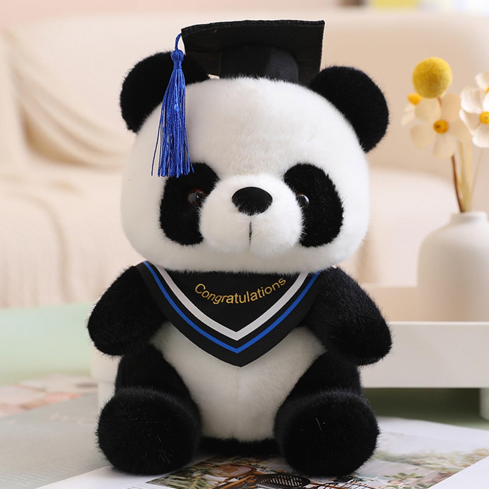 LuxeOne 2024 Graduation Panda Bear with Black Cap Graduation Gift 10 Inch Stuffed Animal Graduation Plush Panda Bear Class of Graduation Decoration
