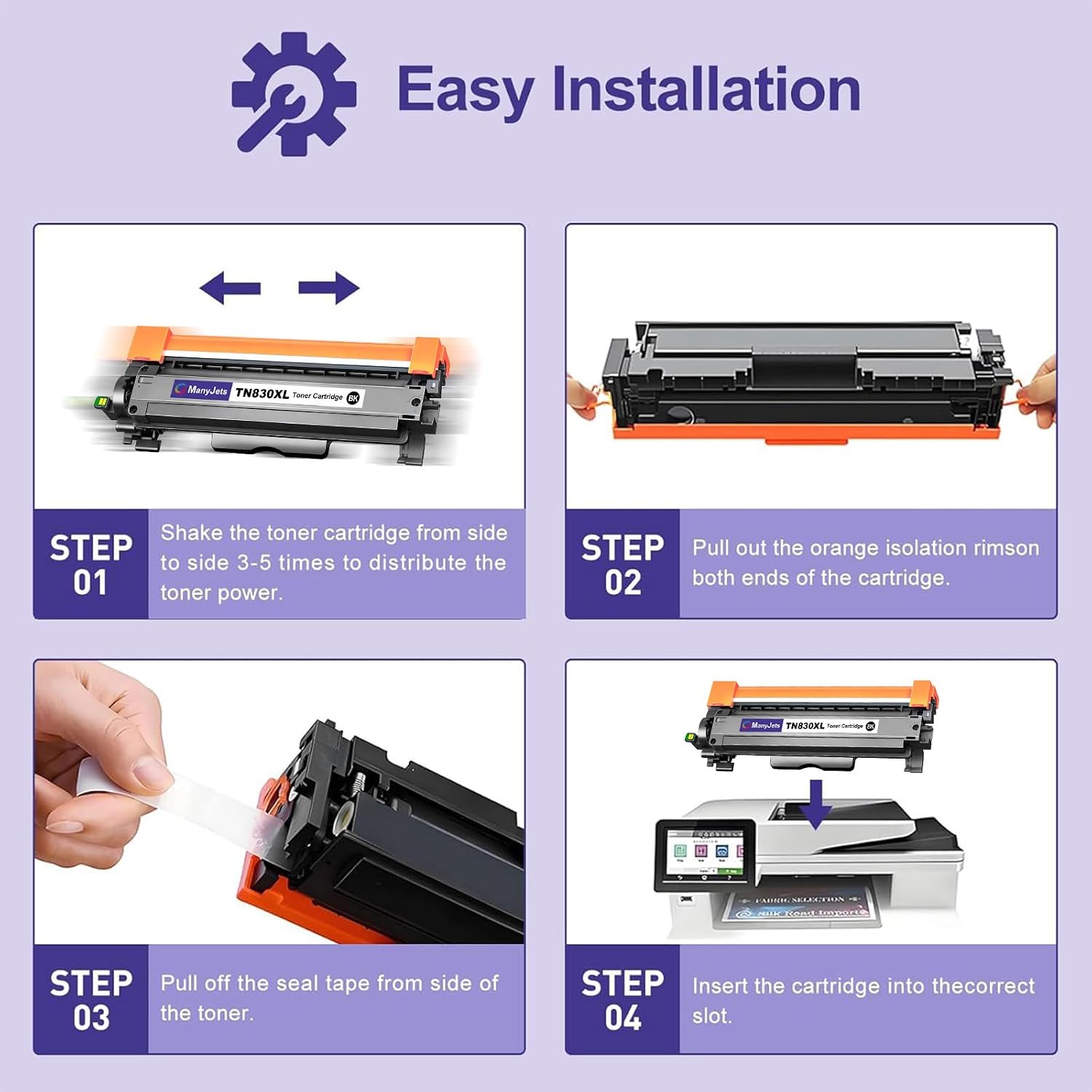 TN830XL TN830 Toner Cartridges Compatible for Brother TN830XL TN830 TN830 XL Toner Replacement for Brother HL-L2405W HL-L2460DW DCP-L2640DW HL-L2480DW HL-L2400D MFC-L2820DW Printer (2 Black)
