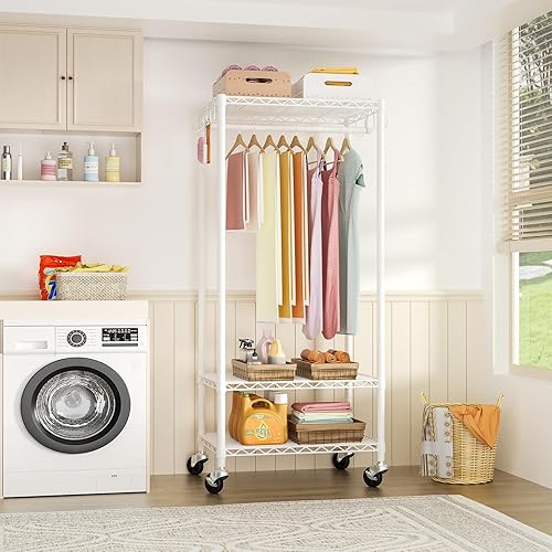 Miniatura 3 de FUTASSI P6 - Mini perchero con ruedas para colgar ropa, resistente y portátil, con ruedas, carga máxima de 360 libras, 23.6 pulgadas de ancho x 14