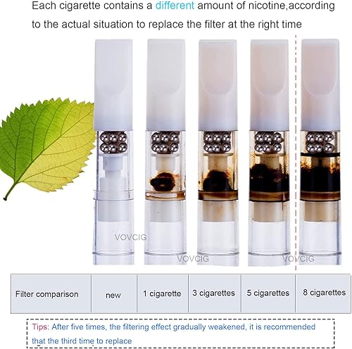 Miniatura 4 de VOVCIG Filtros de cigarrillos, filtros desechables actualizados y alargados, los filtros de tabaco de cristal nano-mineral de doble propósito son