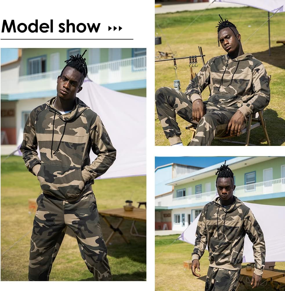 AOTORR Mens Sweatsuits 2 Piece Casual Tracksuits Camo Hoodie Jogging Sweatpants Suit - Image 5