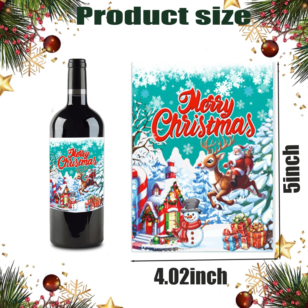 Christmas Wine Bottle Label Stickers Christmas Party Wine Bottle Decorations for Xmas and New Year Party Wine Champagne Bottle Decorations Supplies