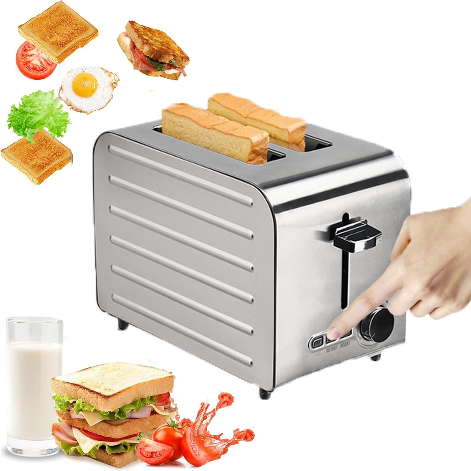 Tostadora Totalmente automática, tostadora Comercial de Acero Inoxidable, 7 configuraciones de Temperatura, para el hogar, Tienda, Hotel (2PCS)