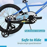 Vista 5 de Olakids Bicicleta Infantil, 12 14 16 18 Pulgadas, Bicicleta Temática de Coches de Carreras para Niños Pequeñitos con Ruedas de Entrenamiento, Azul