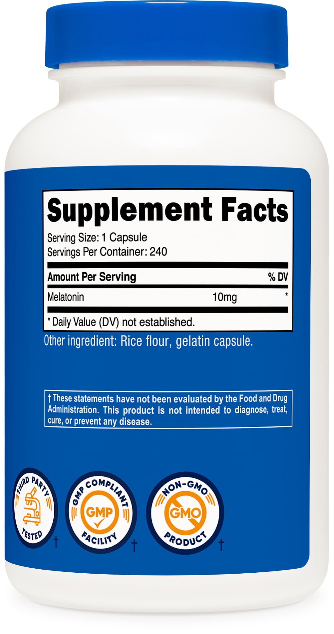 Nutricost Melatonin 10mg, 240 Capsules, Non-GMO & Gluten Free — Amazon image 5