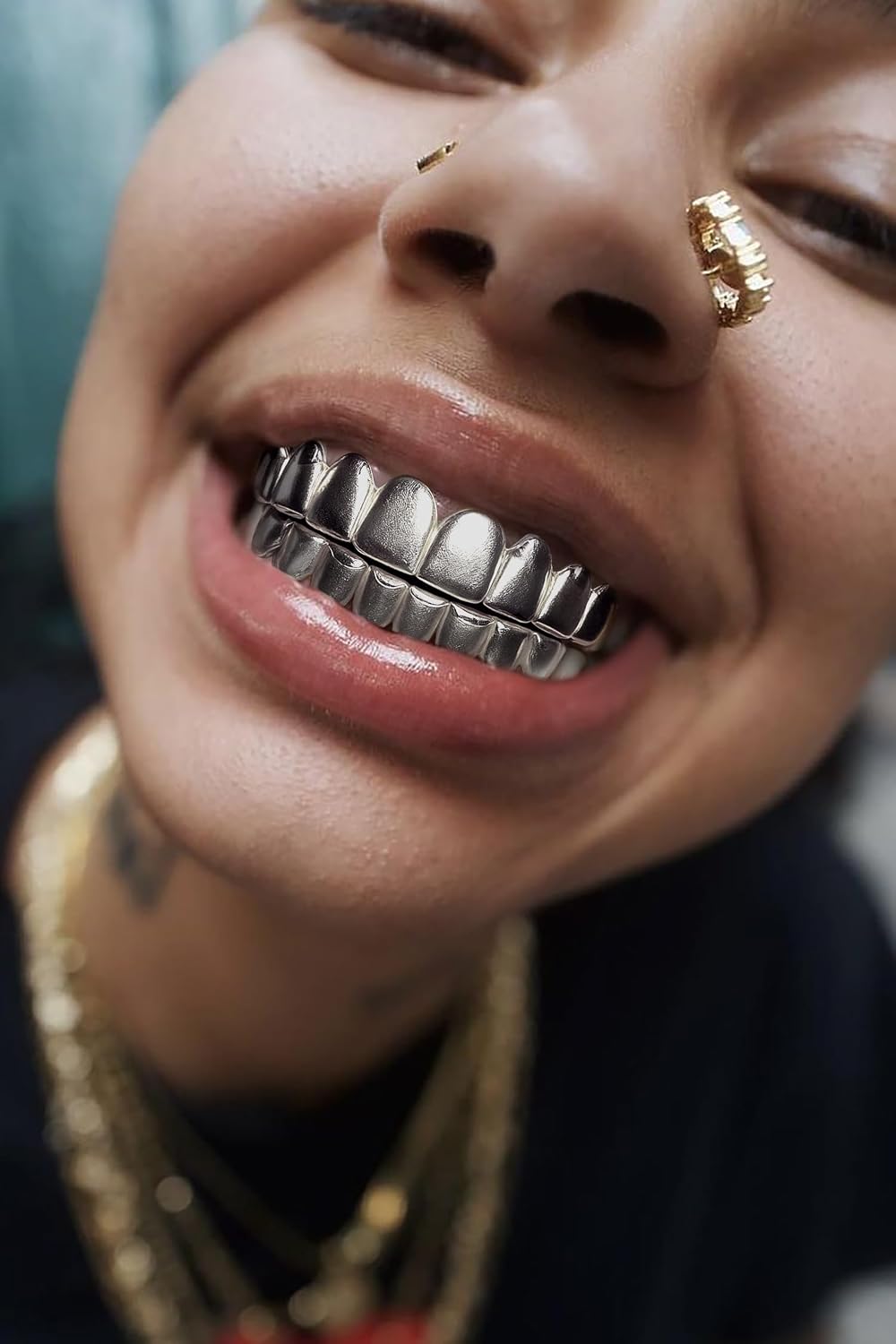 UBGICIG Grillz Grill Set, Dental Grills for Your Teeth, Grillz Teeth Men, Vampire Fake Halloween Teeth Caps Jewelry