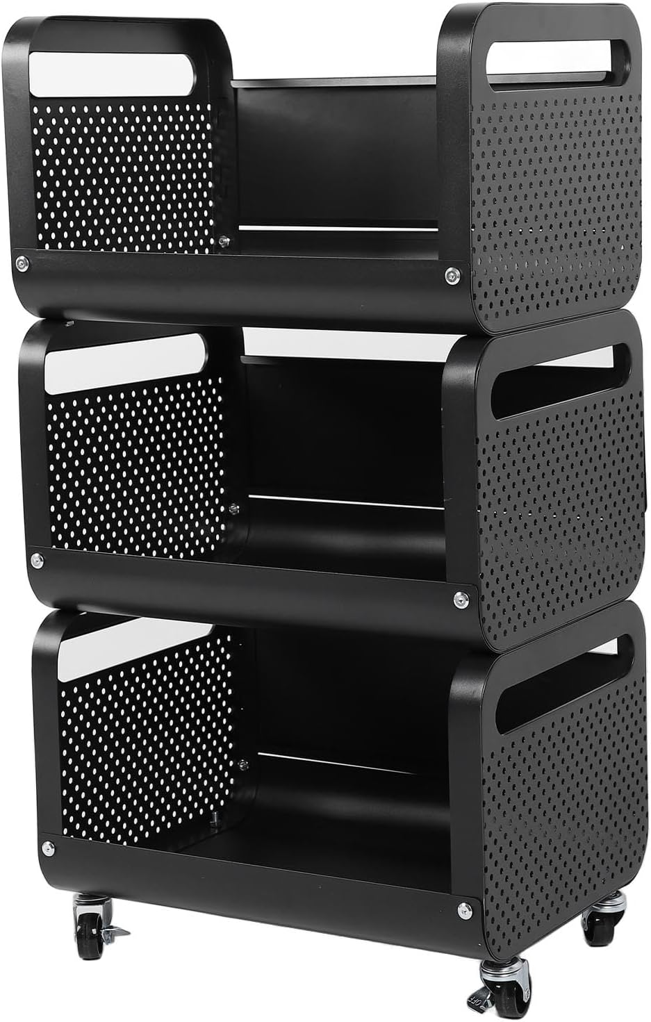 Kitchen Storage Shelf, Multiple Layers Stainless Steel Multifunctional Mobile Shelving Unit Cart, Large Capacity Mobile Shelving Unit Cart with Rolling Wheels for Home Office(3 Layers)