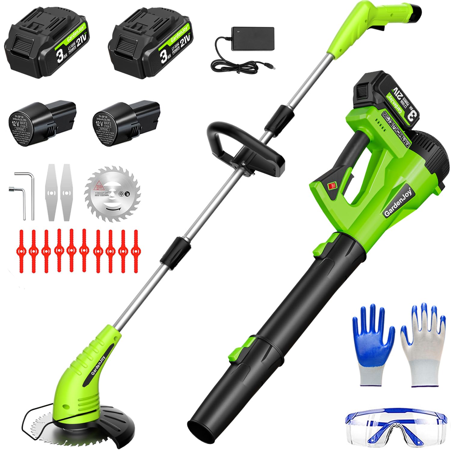 GardenJoy Weed Wacker with Cordless Leaf Blower for Lawn Care