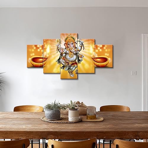Miniatura 2 de Ganesha - Lienzo impreso para pared, decoración de pared de Lord Ganesha, póster de religión, imagen de áreas de Pooja, marco de pintura para sala