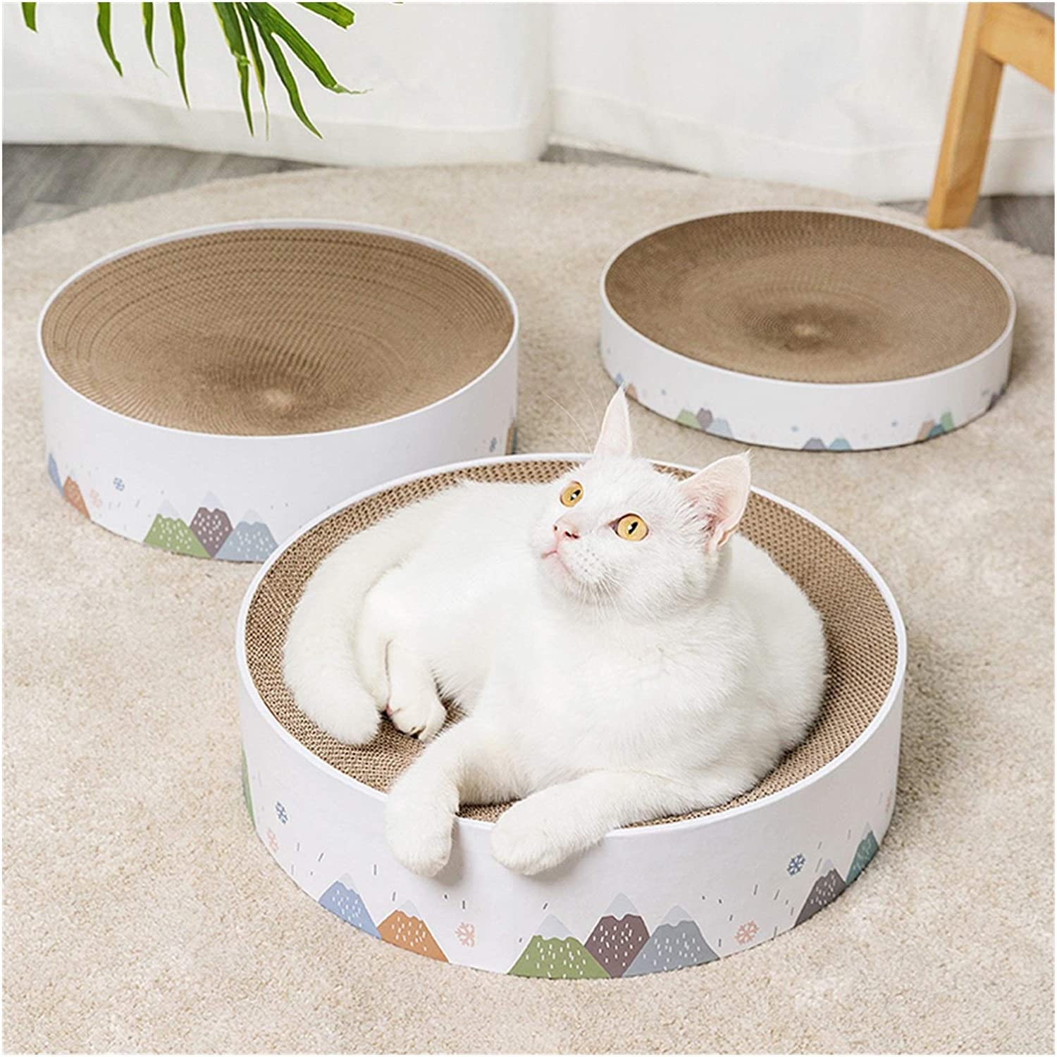 Tiragraffi Per Gatti Cartone Tiragraffi Tondo Per Gatti Di Qualità Superiore In Cartone E Per La Costruzione Portatile Soggiorno(33 * 33 * 3.5cm)