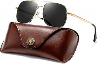 SUNGAIT Titanium Temples Glass Lenses Sunglasses mens Square Aviator UV Protection Scratch Resistant Driving Gift