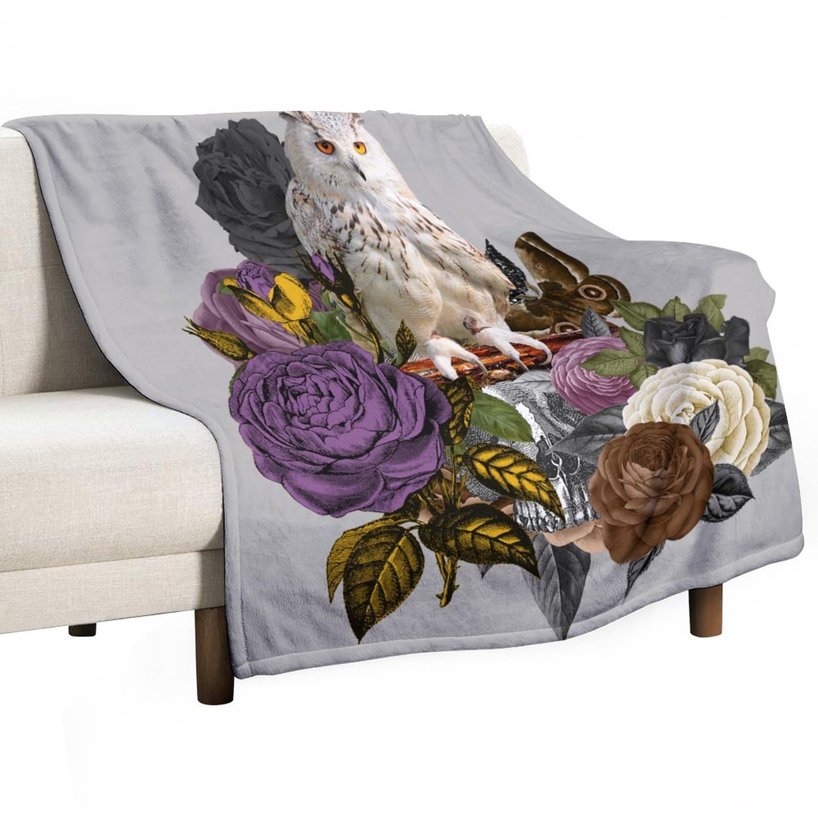 Plaid polaire Halloween 178x203cm : douceur premium aux motifs de squelettes