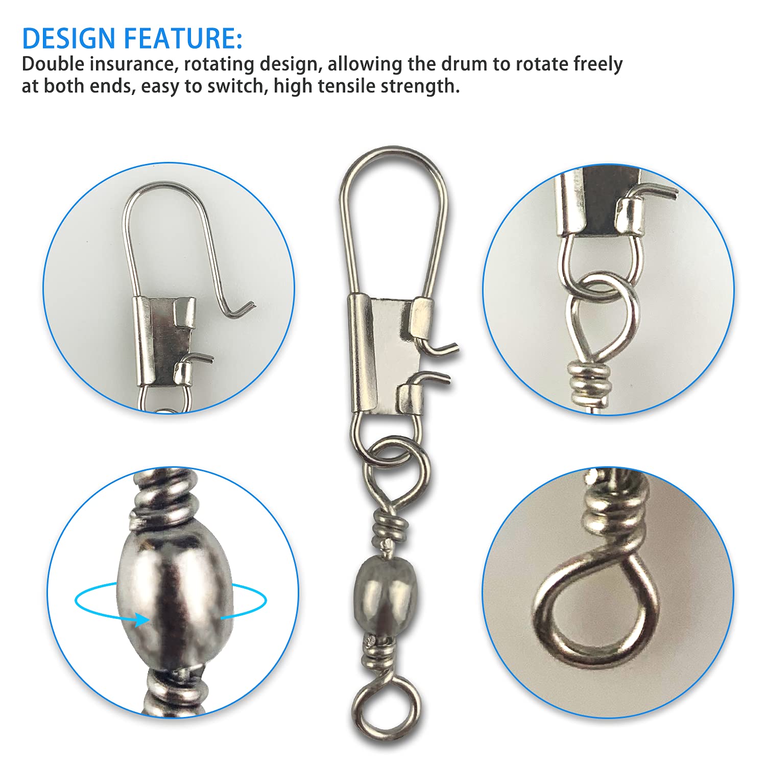 120 Stück Angelwirbel Set - Edelstahl Wirbelkarabiner 5 Größen Für Süß & Salzwasser