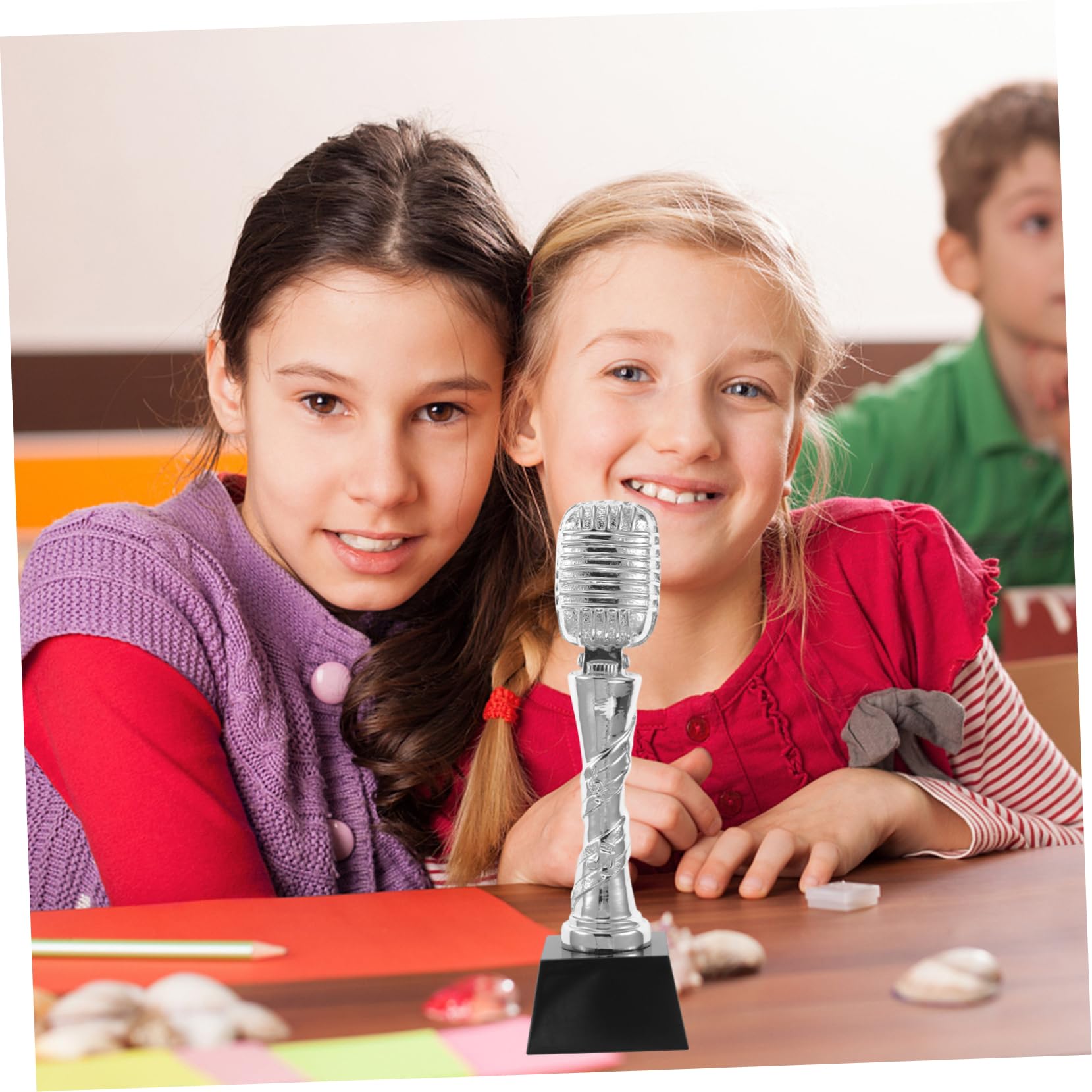KOMBIUDA Trophy De Forma De Micrófono para Competiciones De Premios De Apreciación Musical y Decoración De De Prop Infantil