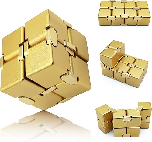 Cubo infinito dorado, juguetes para ansiedad con TDAH para adultos, niños y adolescentes, alivio del estrés, enfoque y creatividad