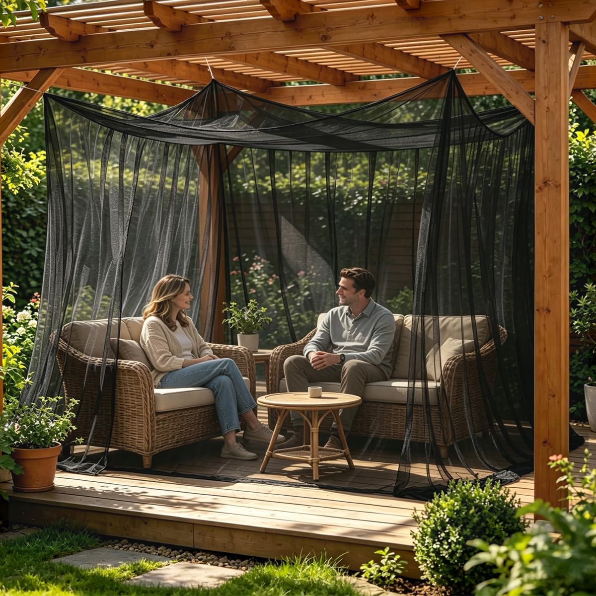 Tenda Zanzariera XXL per Esterni 300x500x250 cm, Zanzariera Letto Matrimoniale Quadrata, Rete Antinsetti 220 Mesh