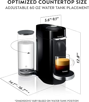 Nespresso Vertuo Plus Deluxe Coffee and Espresso Maker by De'Longhi, Piano Black Descaling Kit