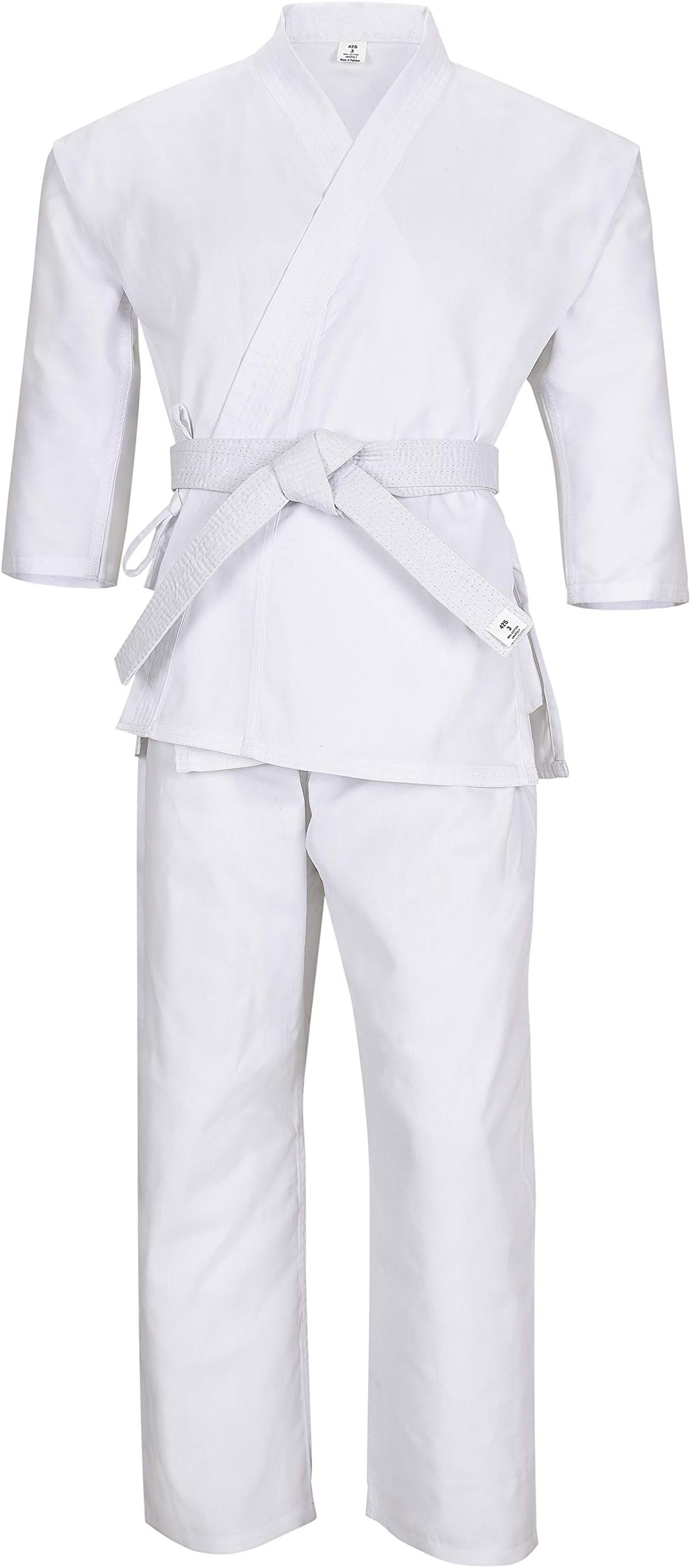 MACSKarate gi Martial Arts Elastic Drawstring Karate Uniform For Kids & Adult Lightweight Student Gi with Free Belt