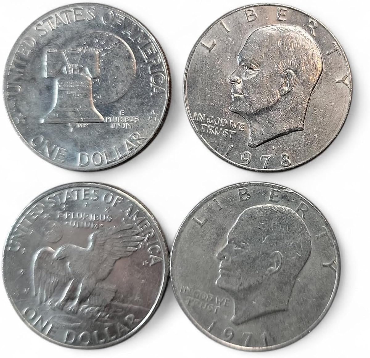EISENHOWER (IKE) DOLLARS SET OF 4 DIFFERENT DATES BETWEEN 1971-1978 - Seller Good or Better Condition